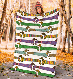 Dachshund Dogs Pattern With Funny Cartoon Flecee Fleece Blanket - Quilt Blanket 1611678198855.jpg