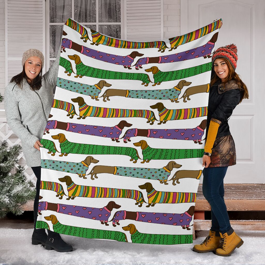 Dachshund Dogs Pattern With Funny Cartoon Flecee Fleece Blanket - Quilt Blanket 1611678199114.jpg