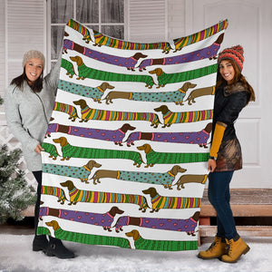 Dachshund Dogs Pattern With Funny Cartoon Flecee Fleece Blanket - Quilt Blanket 1611678199114.jpg