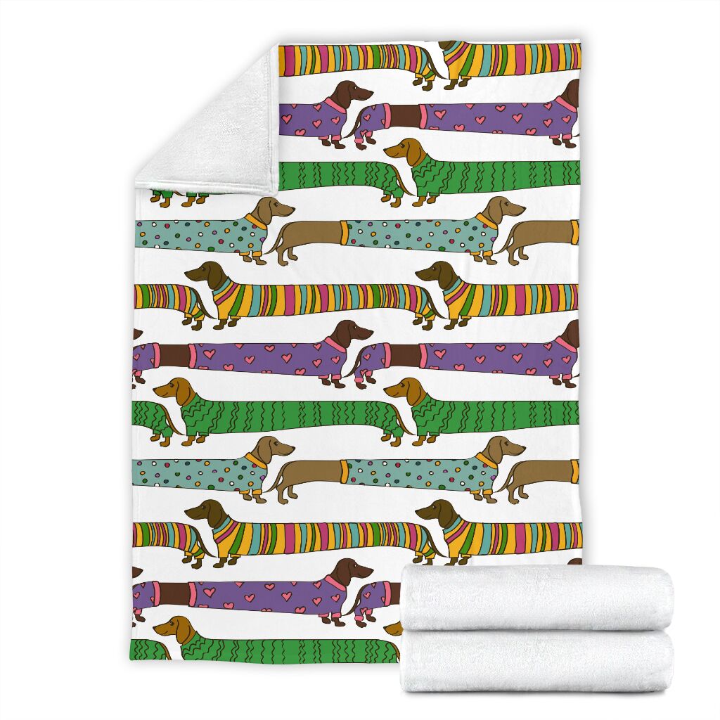 Dachshund Dogs Pattern With Funny Cartoon Flecee Fleece Blanket - Quilt Blanket 1611678199238.jpg