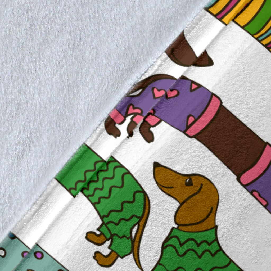 Dachshund Dogs Pattern With Funny Cartoon Flecee Fleece Blanket - Quilt Blanket 1611678199362.jpg