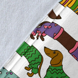 Dachshund Dogs Pattern With Funny Cartoon Flecee Fleece Blanket - Quilt Blanket 1611678199362.jpg