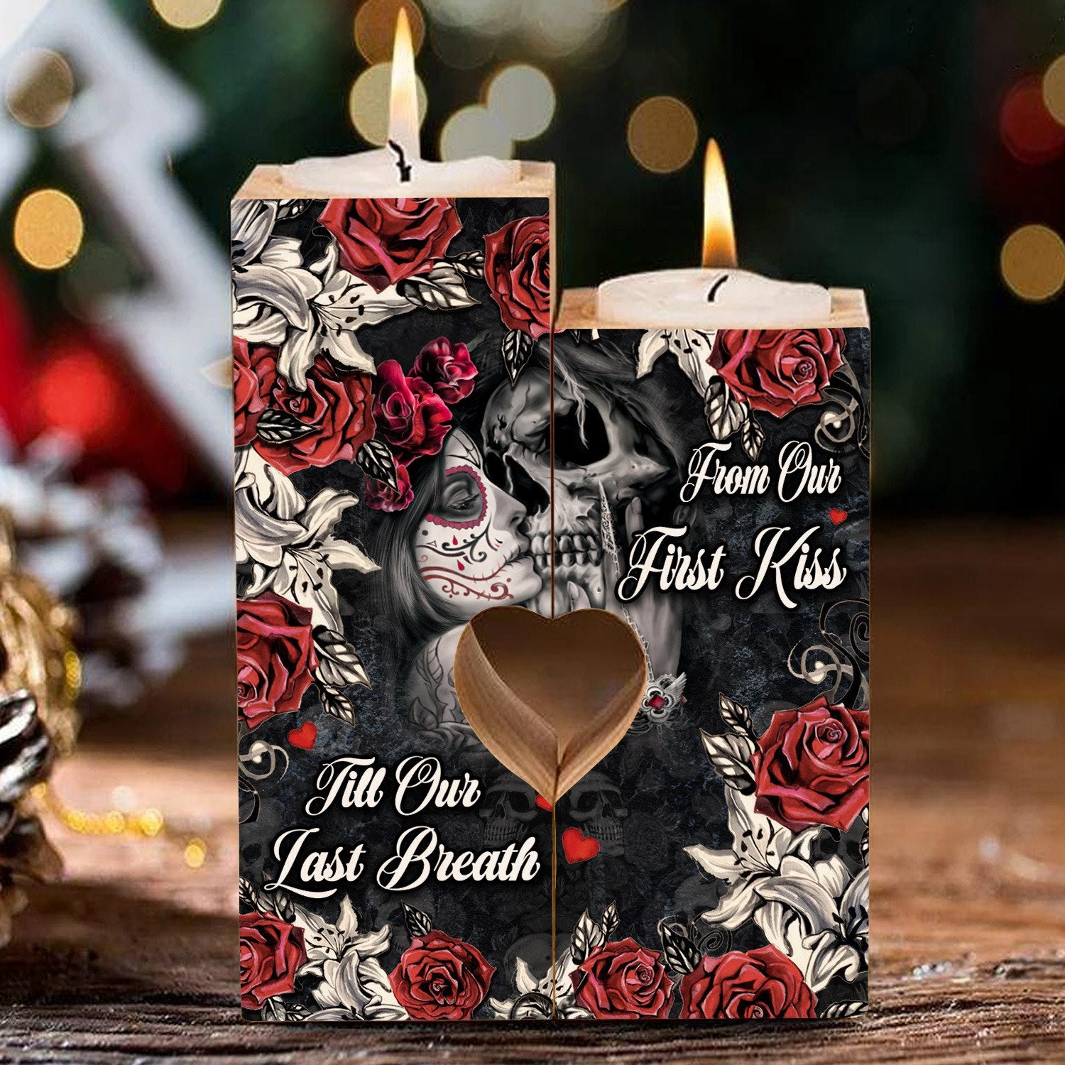 Skull From Our First Kiss Till Our Last Breath Heart Candle Holder Valentine Gift Fou Couple, For Couple 1611892584705.jpg