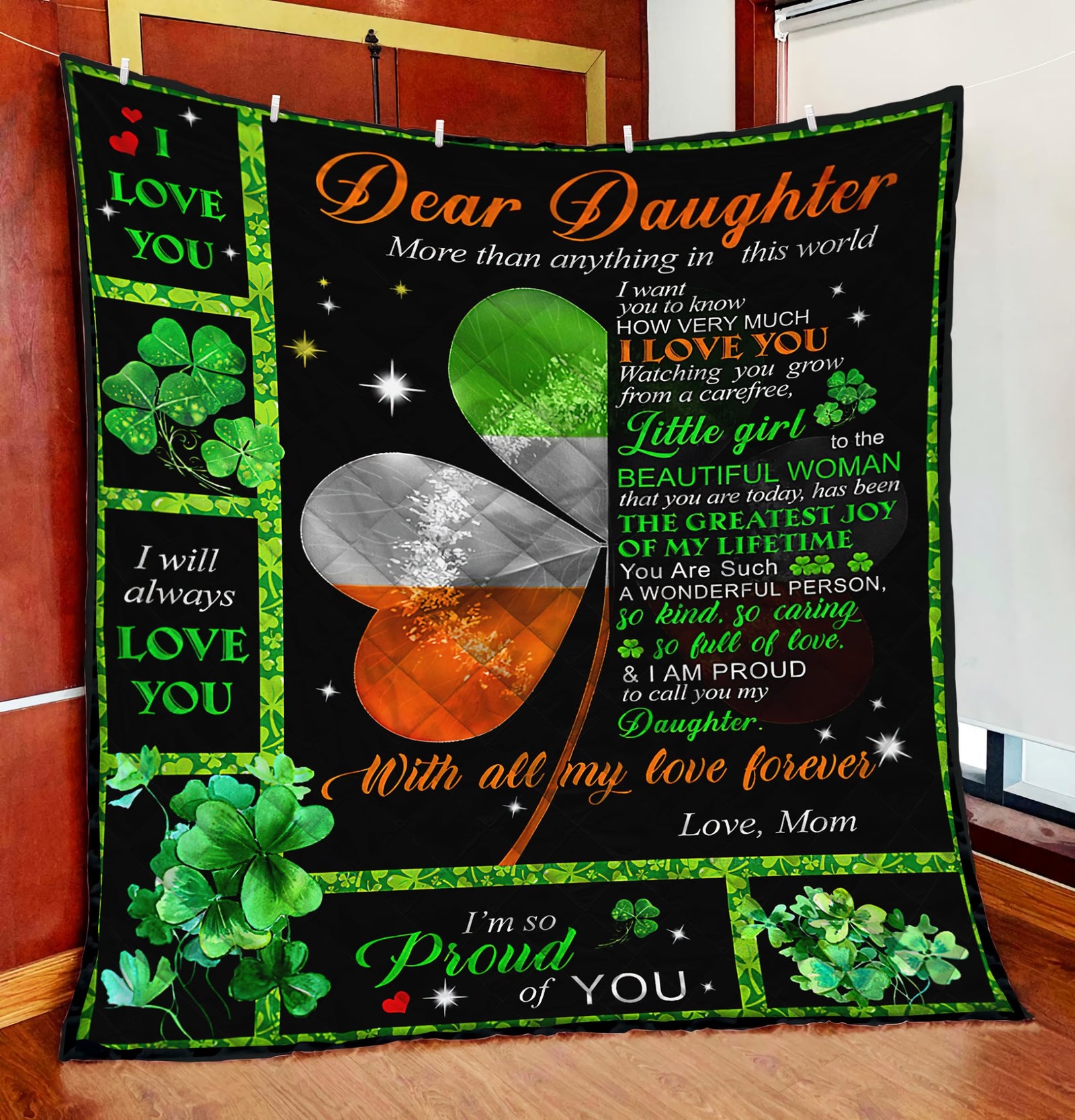 To My Daughter I'm Proud To Call You My Daughter Fleece Blanket - Quilt Blanket,     Love From Mom 1612490551473.jpg