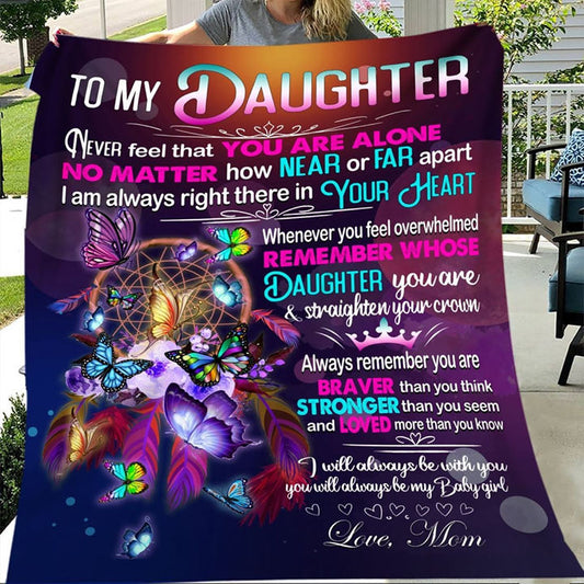 Gift For Daughter Blanket, Butterfly And Dreamcatcher To My Daughter Never Feel That You Are Alone - Love From Mom 1612490572665.jpg