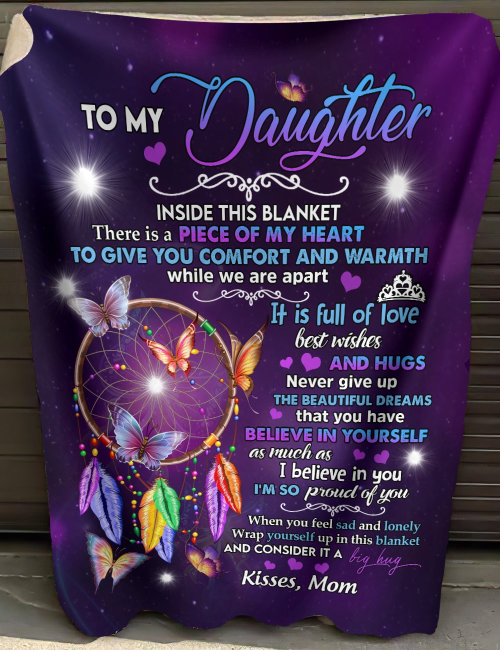 To My Daughter It Is Full Of Love Best Wishes And Hugs, Butterfly & Dreamcatcher Fleece Blanket Home Decor Bedding Couch Sofa Soft And Comfy Cozy 1613635876852.jpg