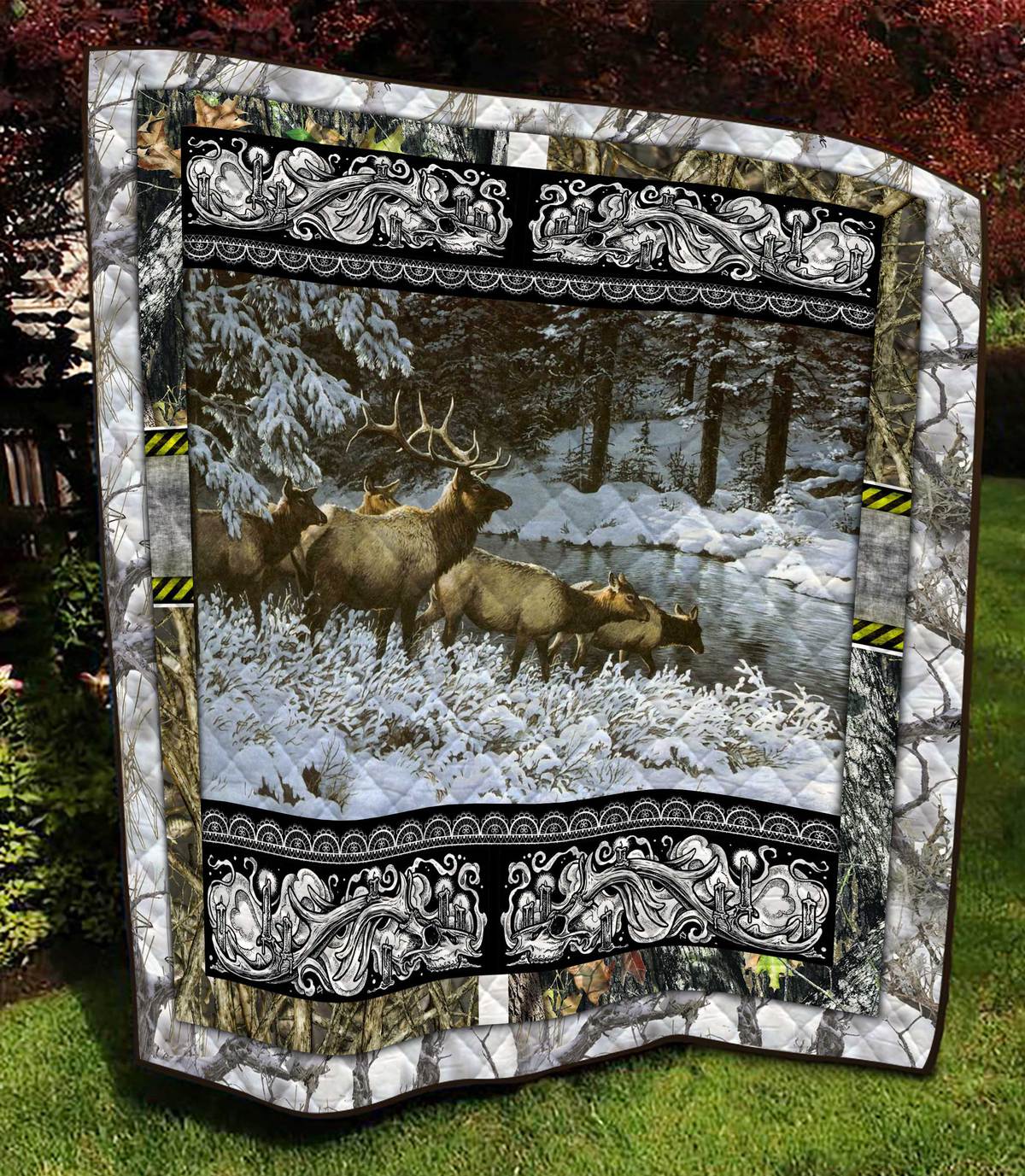 Elk Hunting, Quilt Fleece Blanket - Quilt Blanket,   Gift For Elk Lover,  From Son To Dad, From Grandson To Grandparent 1613635878095.jpg