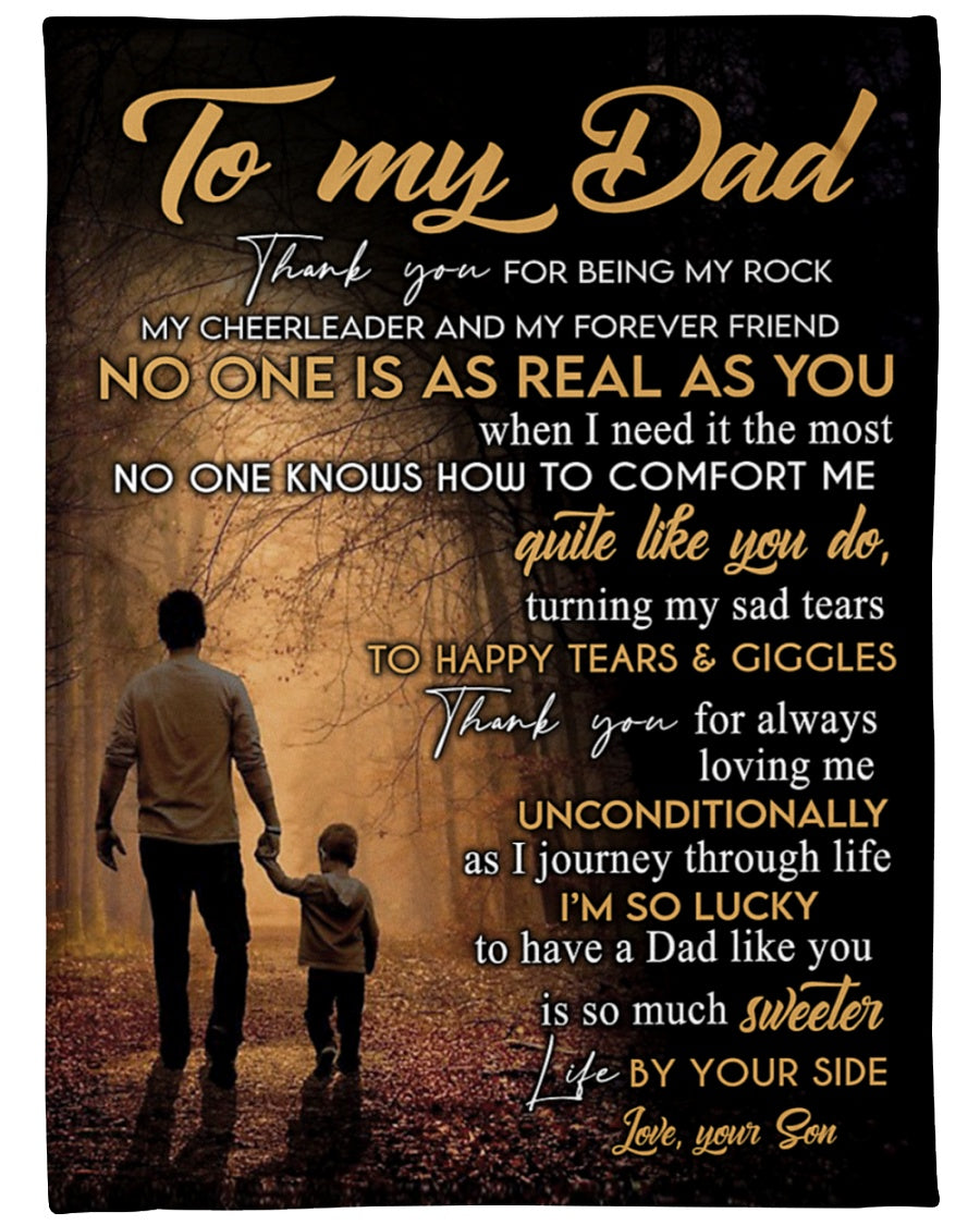 To My Dad I'm So Lucky To Have A Dad Like You Fleece Blanket - Quilt Blanket Gift For Dad Gift For Birthday Father s Day Family Home Decor Bedding Couch Sofa Soft And Comfy Cozy 1614530092160.jpg