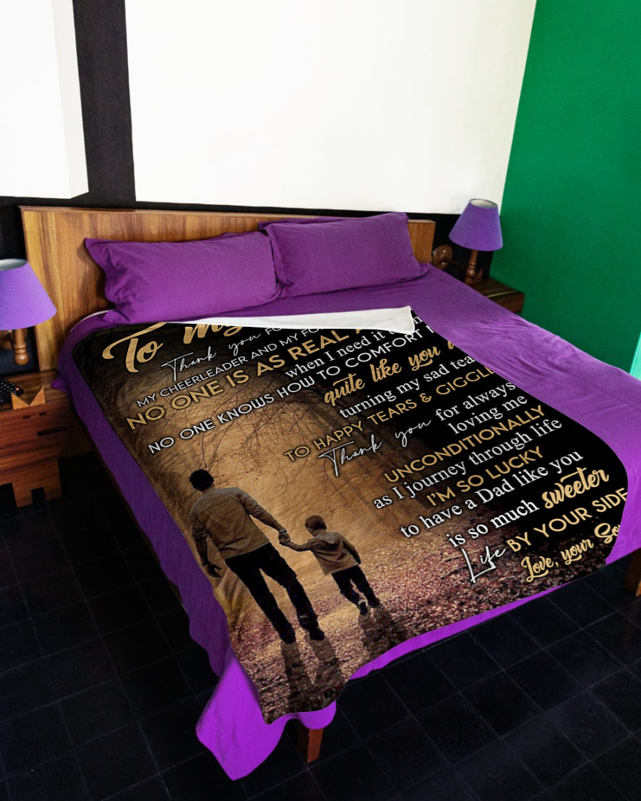 To My Dad I'm So Lucky To Have A Dad Like You Fleece Blanket - Quilt Blanket Gift For Dad Gift For Birthday Father s Day Family Home Decor Bedding Couch Sofa Soft And Comfy Cozy 1614530092495.jpg