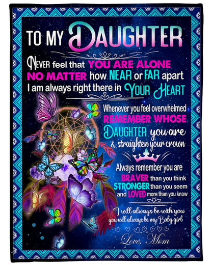 Gift For Daughter Blanket, Butterfly Dreamcatcher To My Daughter Never Feel That You Are Alone - Love From Mom 1614530093652.jpg