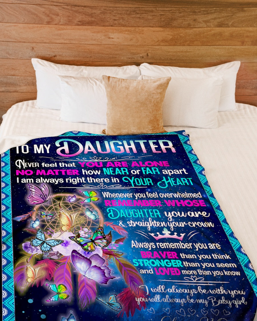 Gift For Daughter Blanket, Butterfly Dreamcatcher To My Daughter Never Feel That You Are Alone - Love From Mom 1614530094428.jpg