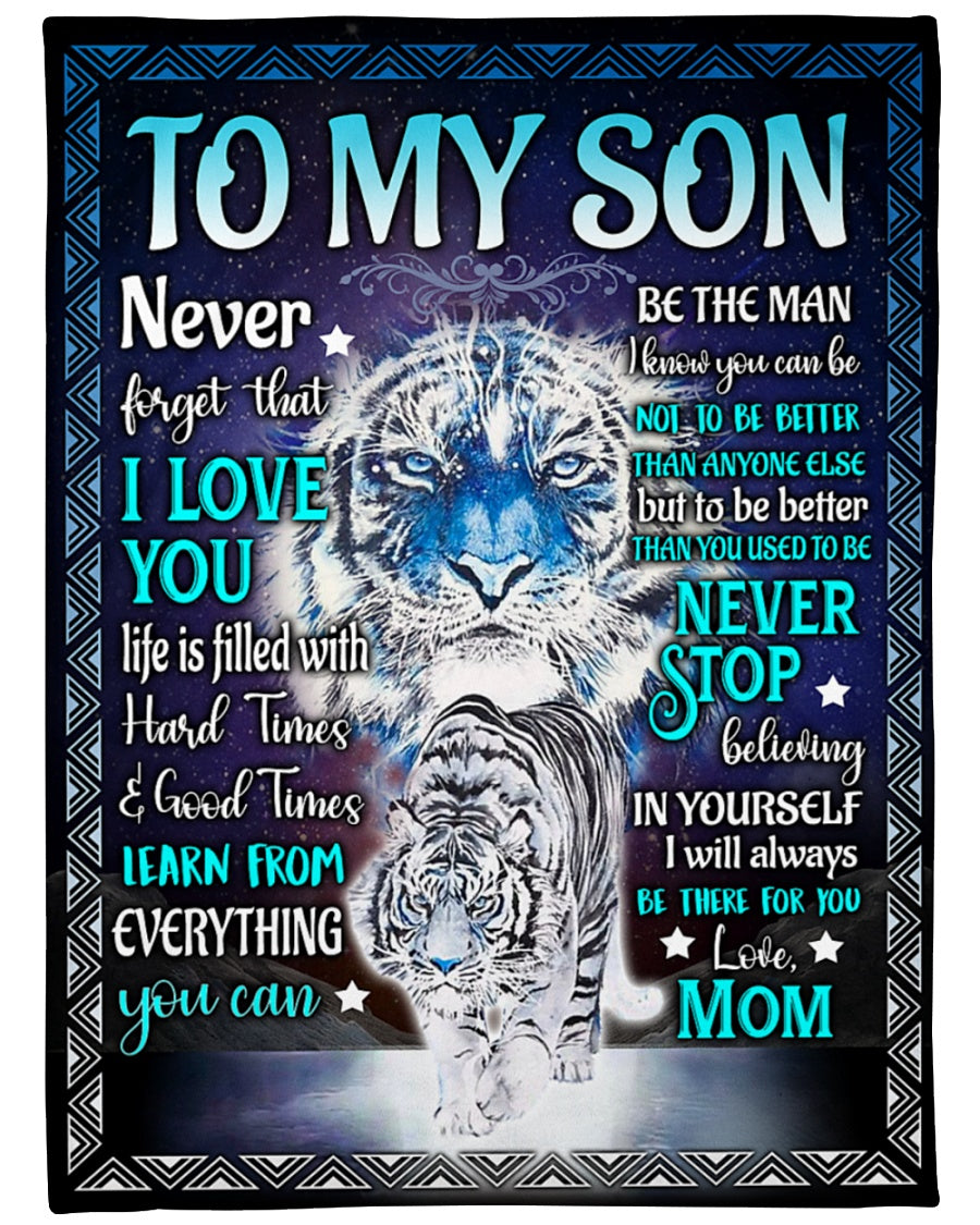 To My Son Never Forget That I Love You Fleece Blanket - From Mom Blanket Gift For Son  1614530095576.jpg