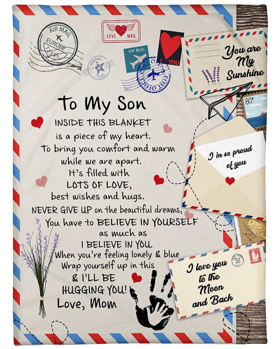 Gift for Son Blanket, To My Son I Love You To The Moon And Back - Letter From Mom 1614530105110.jpg