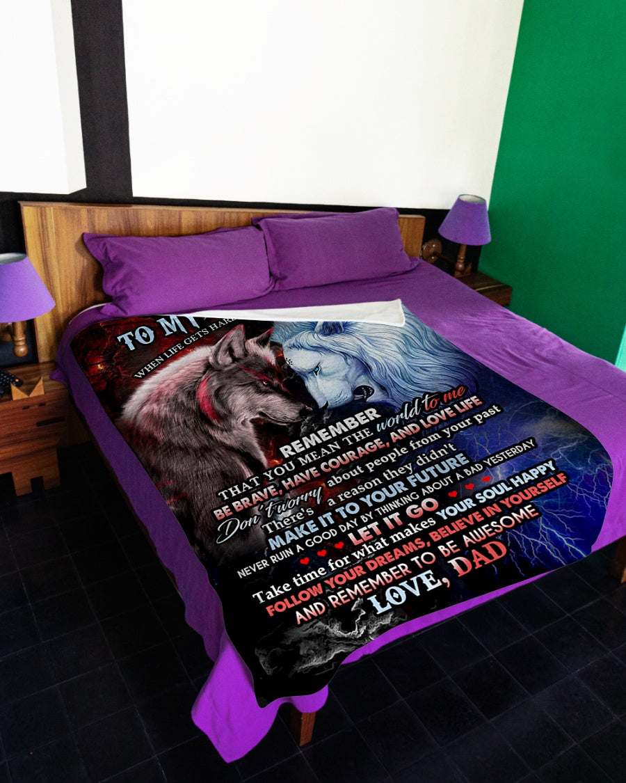 To My Daughter You Mean The World To Me Fleece Blanket - Quilt Blanket Gift For Daughter Gift From Dad To Daughter Home Decor Bedding Couch Sofa Soft And Comfy Cozy 1614530106672.jpg