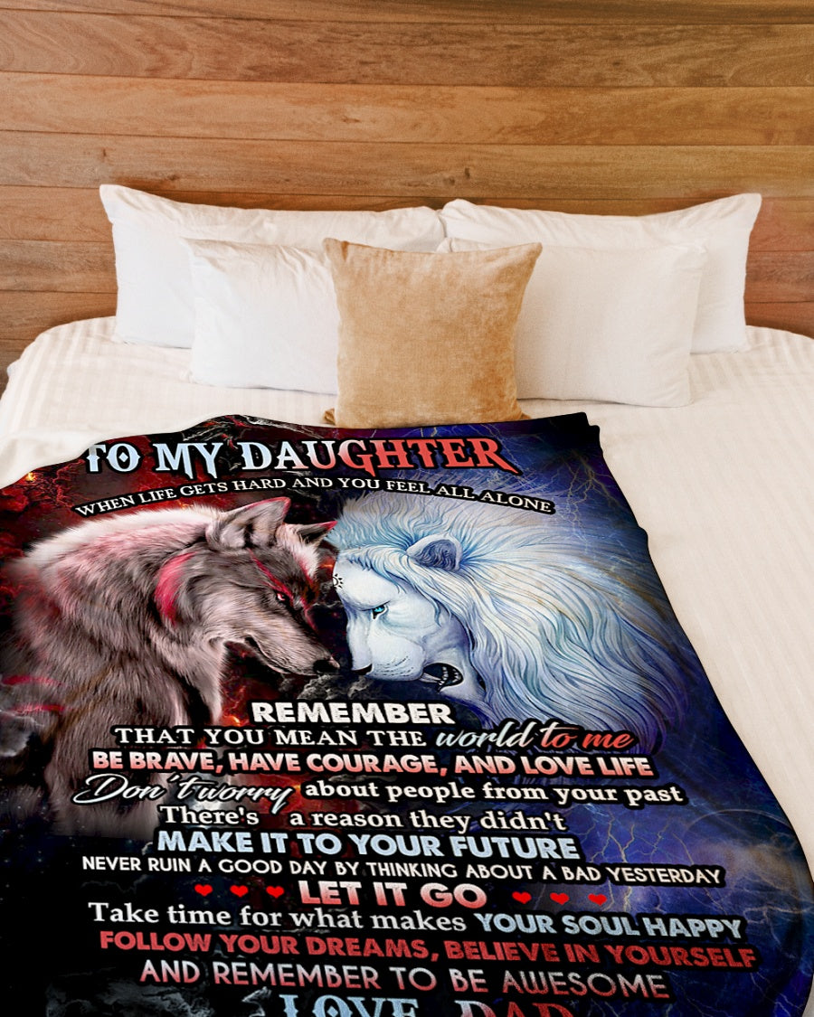 To My Daughter You Mean The World To Me Fleece Blanket - Quilt Blanket Gift For Daughter Gift From Dad To Daughter Home Decor Bedding Couch Sofa Soft And Comfy Cozy 1614530107015.jpg