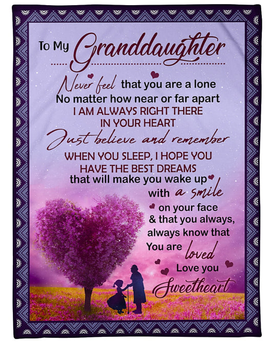 Gift For Granddaughter Blanket,  Grandma Grandpa To My Granddaughter Never Feel That You Are Alone Fleece Blanket 1614612725679.jpg
