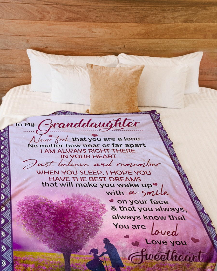 Gift For Granddaughter Blanket,  Grandma Grandpa To My Granddaughter Never Feel That You Are Alone Fleece Blanket 1614612726327.jpg