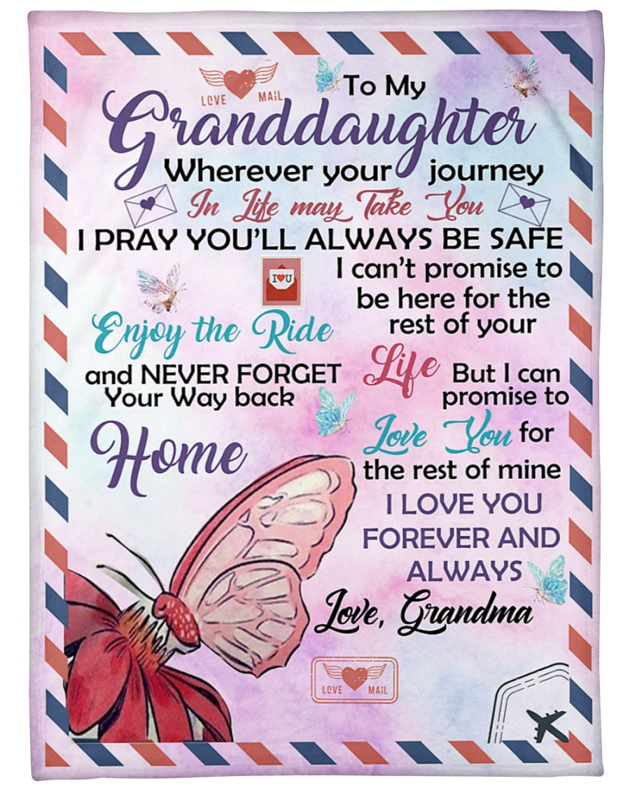 To My Granddaugter Never Forget The Way Back Home Fleece Blanket - Quilt Blanket Gift For Granddaughter Gift From Grandma To Granddaughter Home Decor Bedding Couch Sofa Soft And Comfy Cozy 1614612731181.jpg