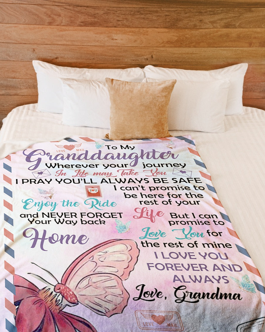 To My Granddaugter Never Forget The Way Back Home Fleece Blanket - Quilt Blanket Gift For Granddaughter Gift From Grandma To Granddaughter Home Decor Bedding Couch Sofa Soft And Comfy Cozy 1614612731821.jpg