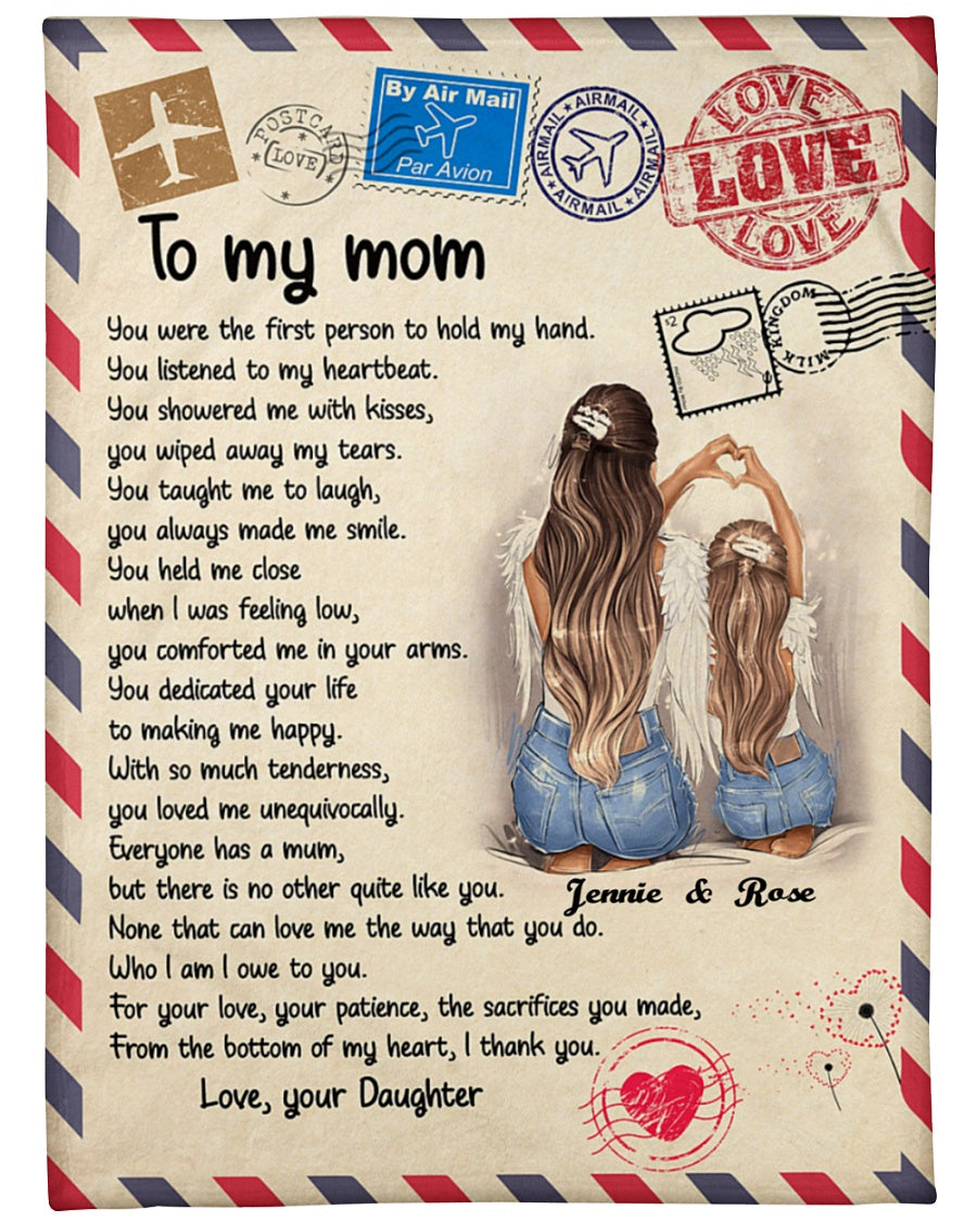 Personalized Blanket With Name - Gifts For Moms From Daughters - Gifts For Mom For Birthday Mother's Day - You Were The First Person To Hold 1615398063189.jpg