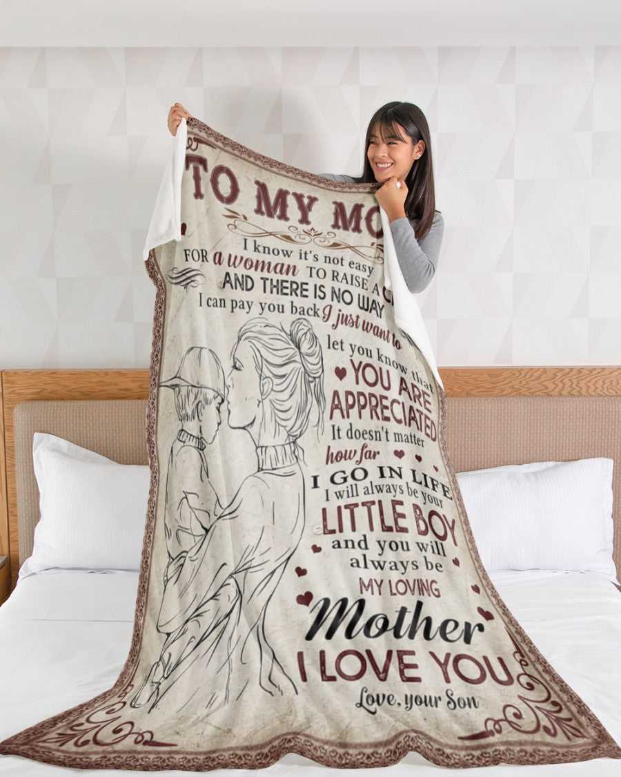 Personalized Blanket - Gift For Mom From Son - Gifts For A Moms Birthday Mother's Day - I Know It's Not Easy For A Woman 1615398148052.jpg