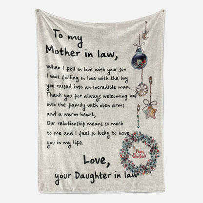 Gift For Mother Blanket, To My Mother In Law I Feel So Lucky Fleece Blanket 1615740492092.jpg