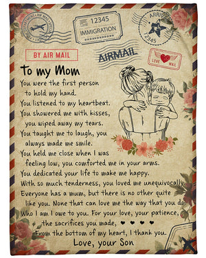 Gift For Mother Blanket, Son To Mom You Were The First Person To Hold My Hand 1616423849106.jpg