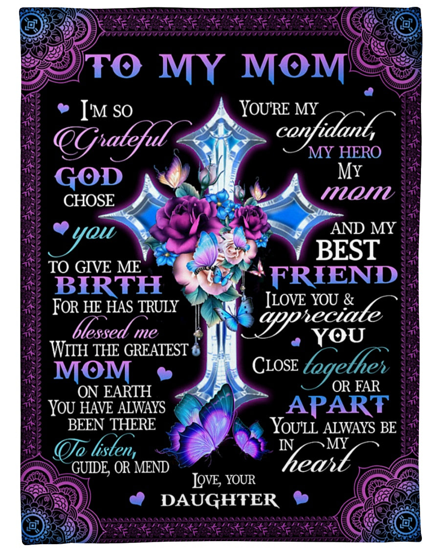 Personalized Blanket With Name - Unique Gifts For Mom From Daughter - Good Gifts For Mom Birthday Mother's Day - I'm So Grateful God Chose You 1616423852179.jpg
