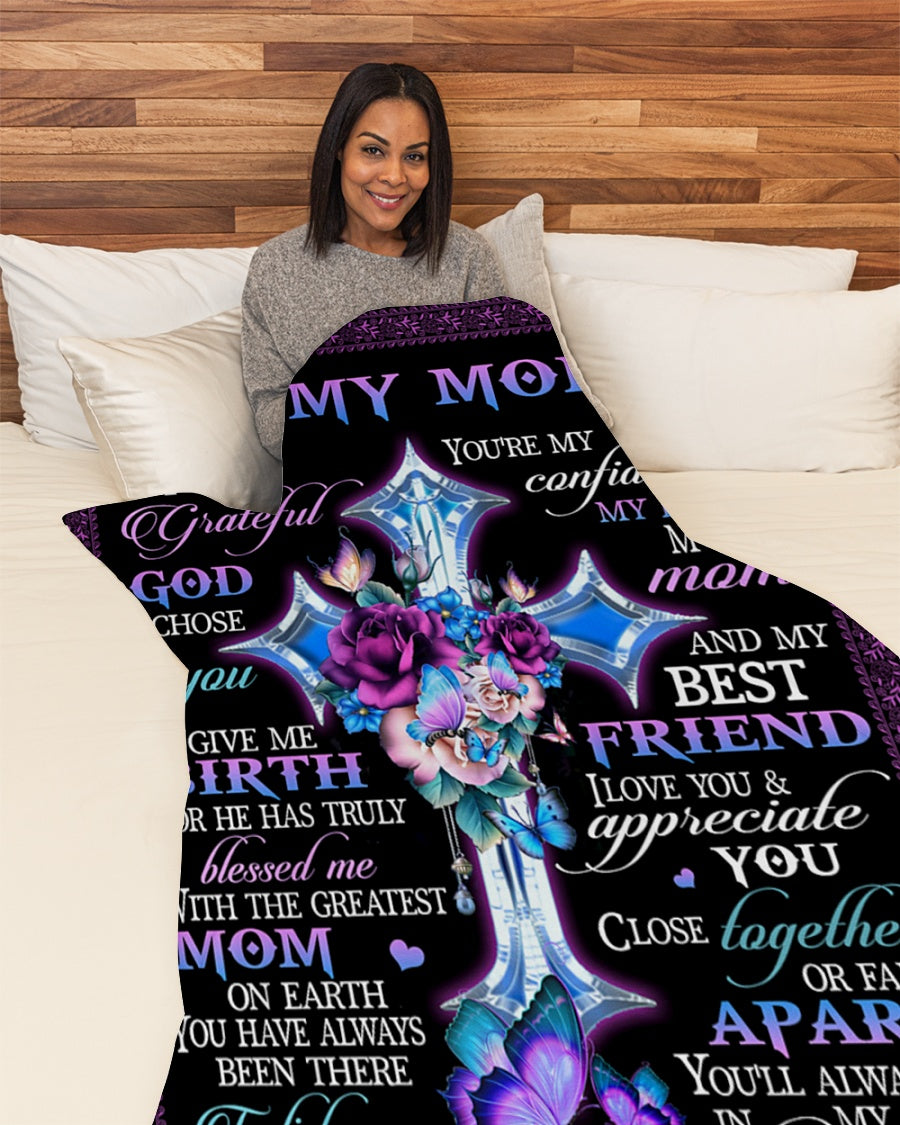 Personalized Blanket With Name - Unique Gifts For Mom From Daughter - Good Gifts For Mom Birthday Mother's Day - I'm So Grateful God Chose You 1616423852913.jpg