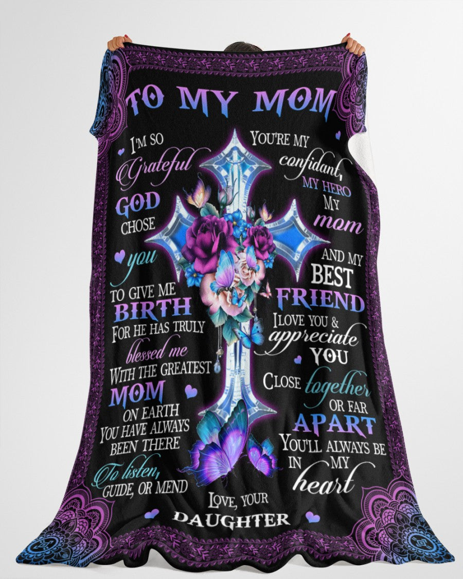 Personalized Blanket With Name - Unique Gifts For Mom From Daughter - Good Gifts For Mom Birthday Mother's Day - I'm So Grateful God Chose You 1616423853434.jpg