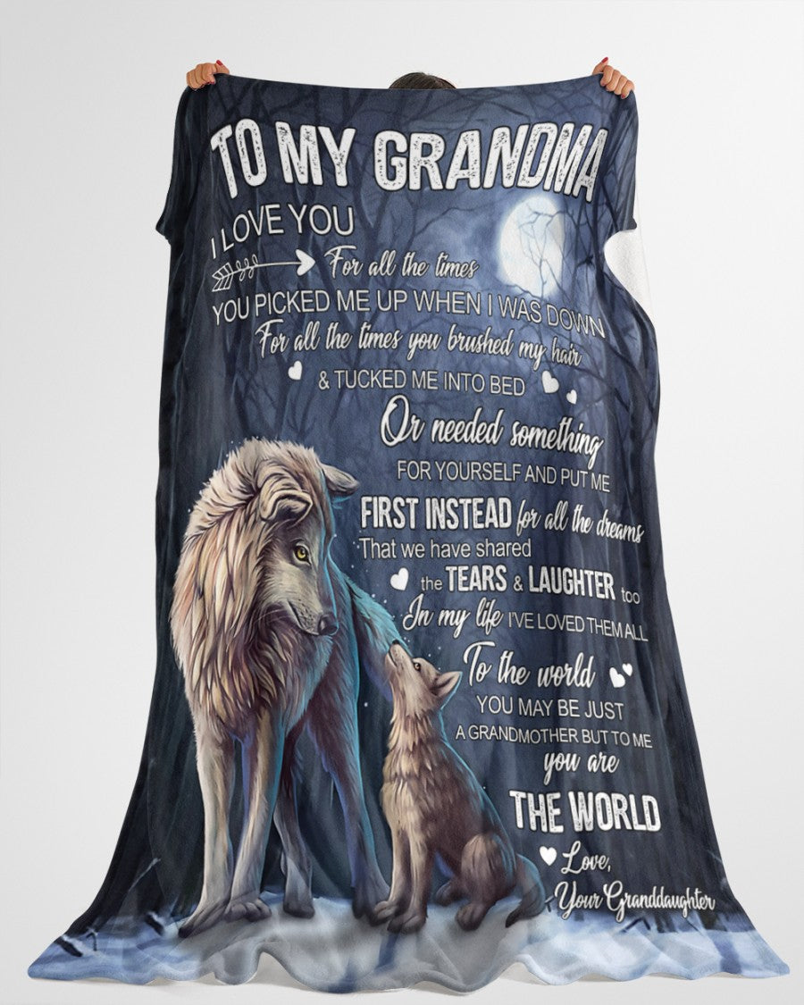 You're The World Fleece Blanket - Quilt Blanket, Happy Mother s Day Ideas, Mother s Day Gift From Granddaughter To Grandma, Home Decor Bedding Couch Sofa Soft and Comfy Cozy 1616608942619.jpg
