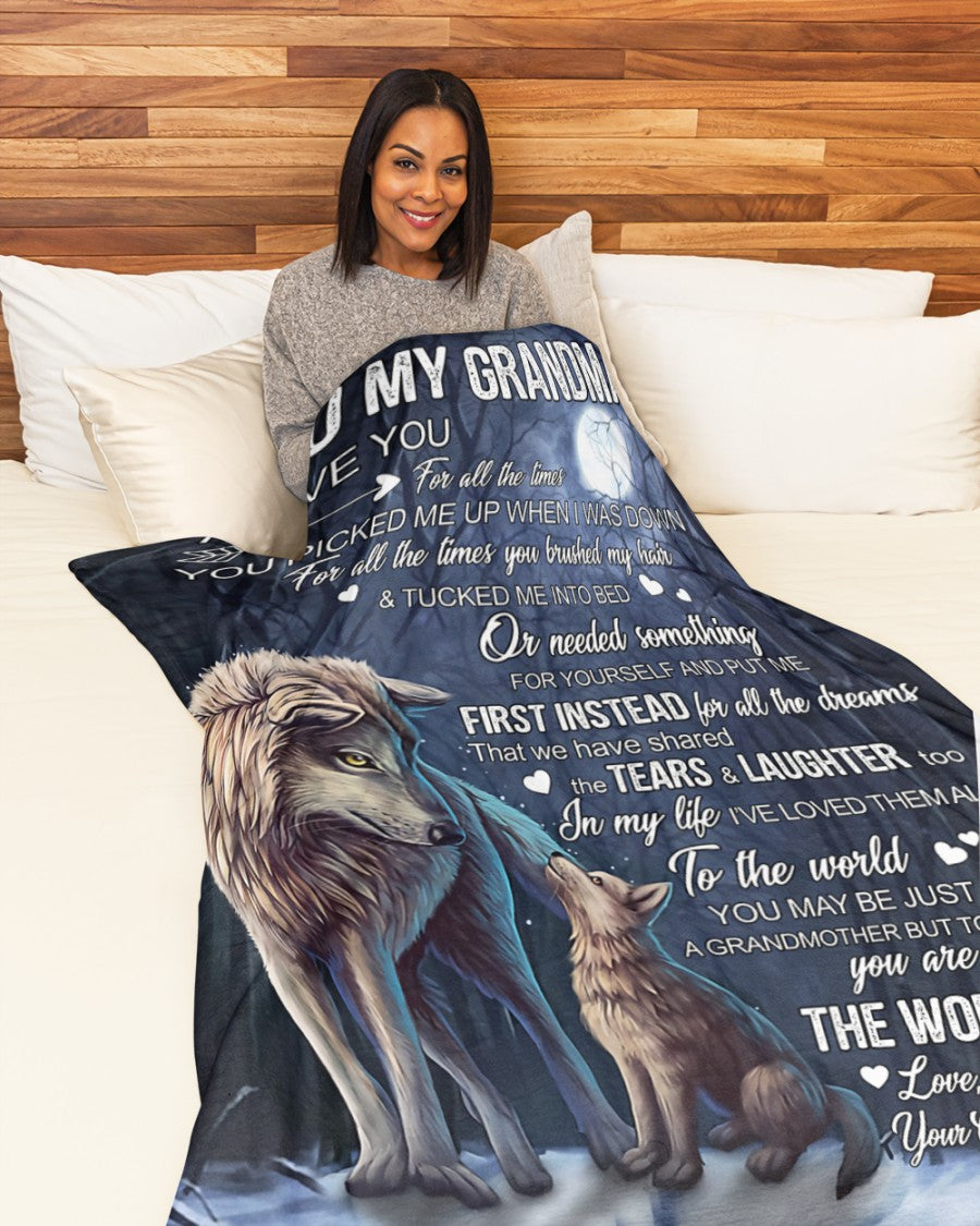 You're The World Fleece Blanket - Quilt Blanket, Happy Mother s Day Ideas, Mother s Day Gift From Granddaughter To Grandma, Home Decor Bedding Couch Sofa Soft and Comfy Cozy 1616609043317.jpg