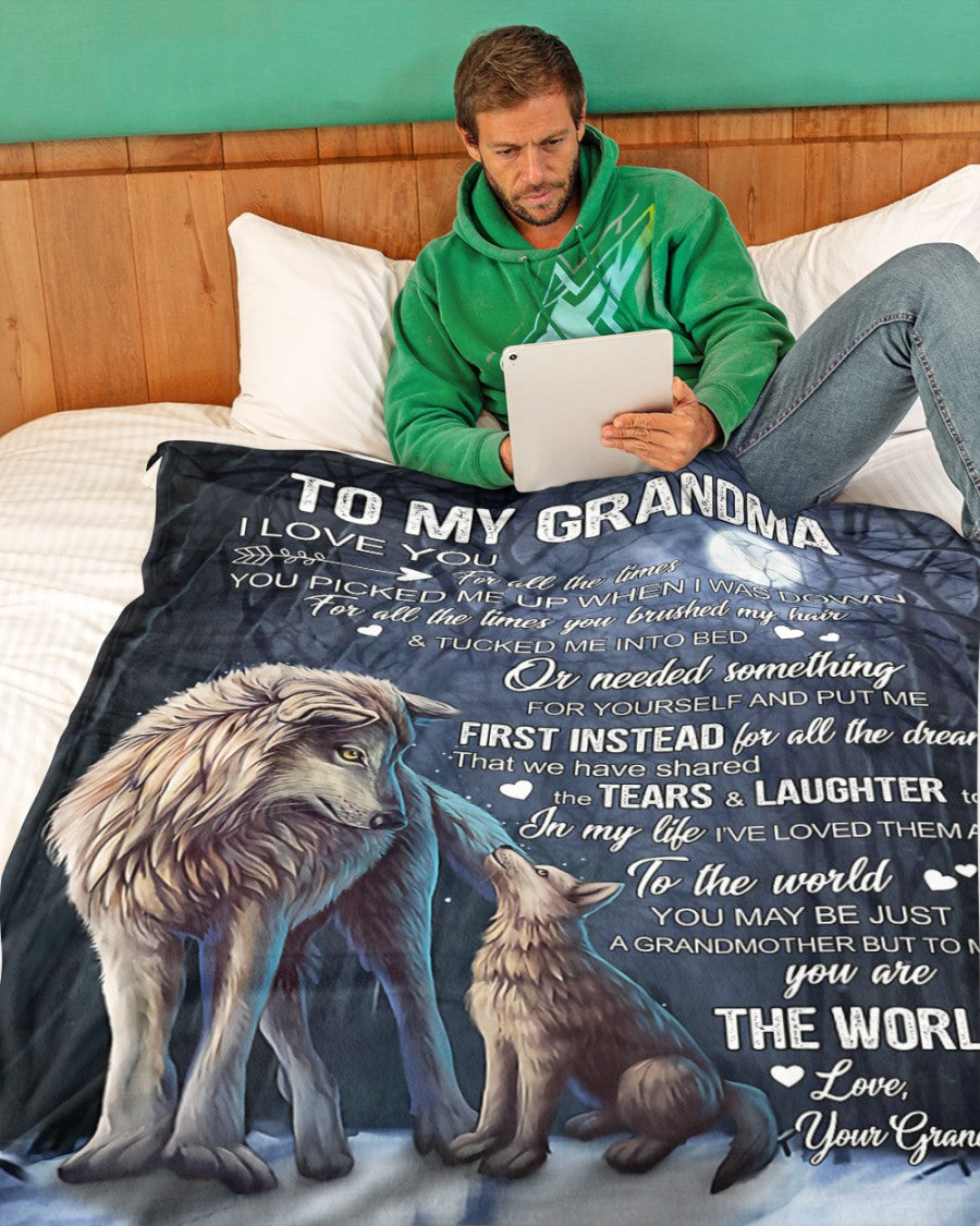 You're The World Fleece Blanket - Quilt Blanket, Happy Mother s Day Ideas, Mother s Day Gift From Granddaughter To Grandma, Home Decor Bedding Couch Sofa Soft and Comfy Cozy 1616609051969.jpg