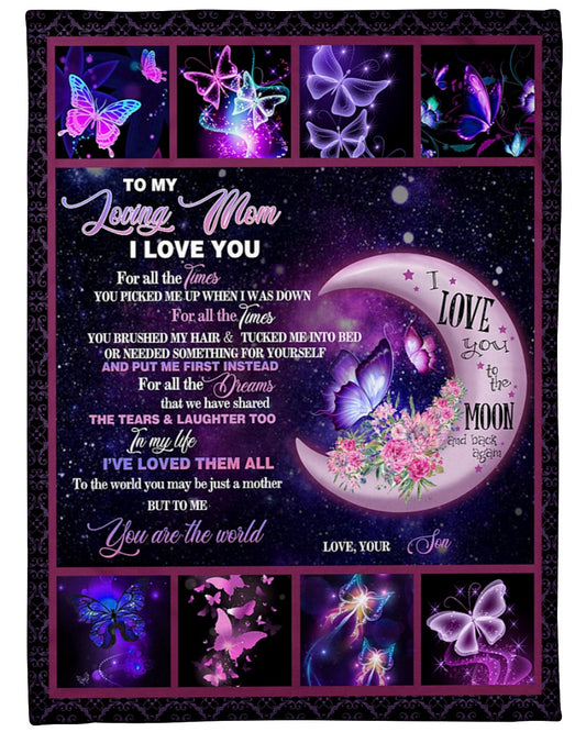 Gift For Mother Blanket, To My Loving Mom From Son I Love You Butterfly 1616609066190.jpg