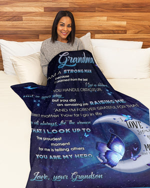 You're My Hero Fleece Blanket - Quilt Blanket, Best Mother s Day Gift Ideas, Mother s Day Gift From Grandson To Grandma, Home Decor Bedding Couch Sofa Soft and Comfy Cozy 1616609075891.jpg