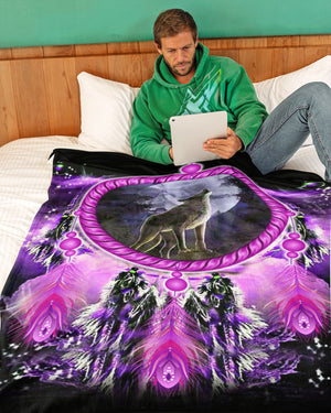Native American Purple Wolf Dream Blanket 08 Fleece Blanket - Quilt Blanket 1617034239850.jpg