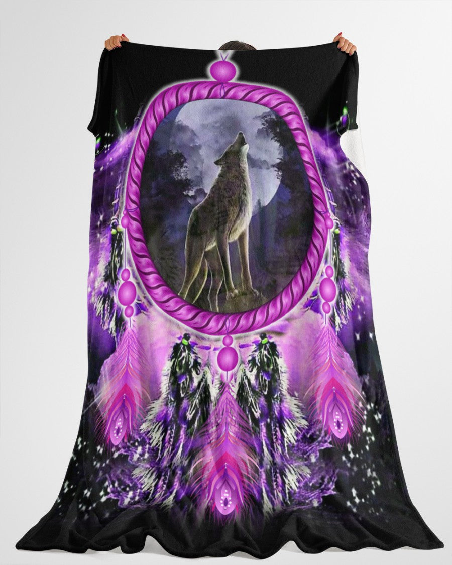 Native American Purple Wolf Dream Blanket 08 Fleece Blanket - Quilt Blanket 1617034240205.jpg