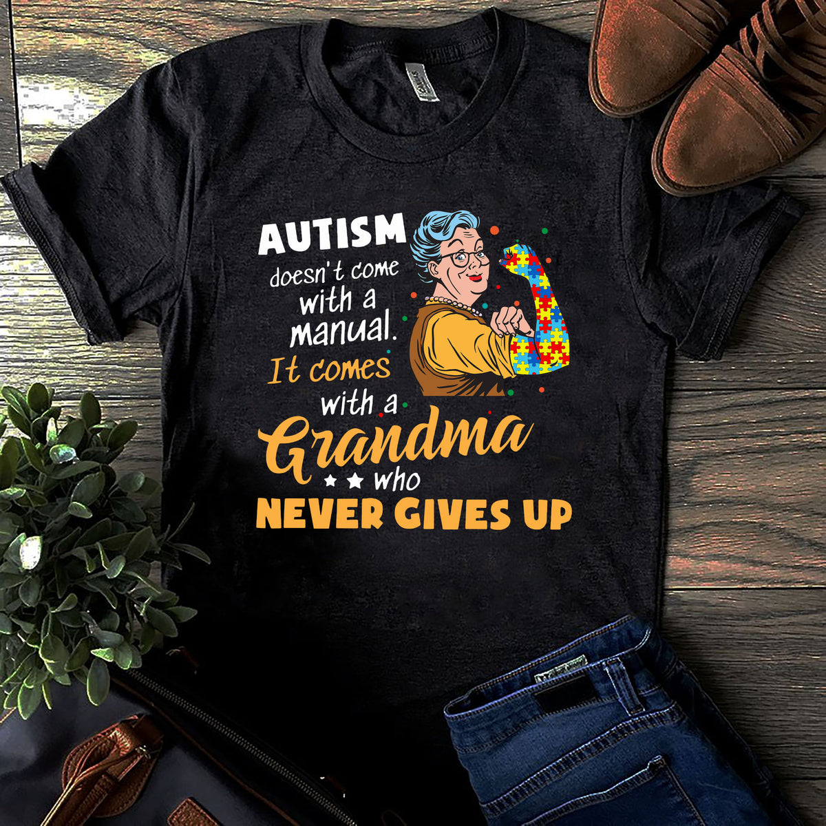 Autism Grandma Never Gives Up T-shirt Hoodie Sweatshirt 1618538382978.jpg