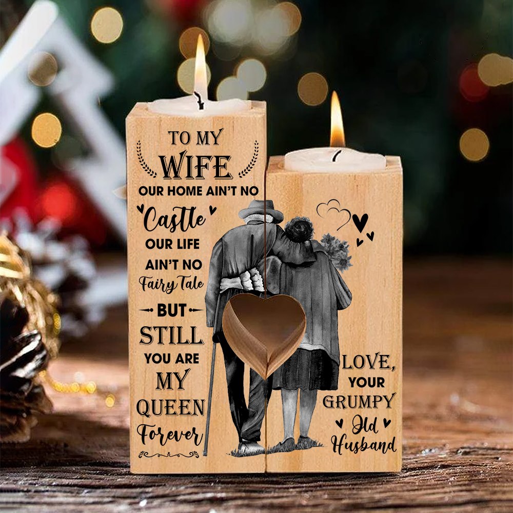 To My Wife You Are My Queen Husband And Wife Candle Holder, Sentimental Gift For Wife, For Wife 1618630807665.jpg