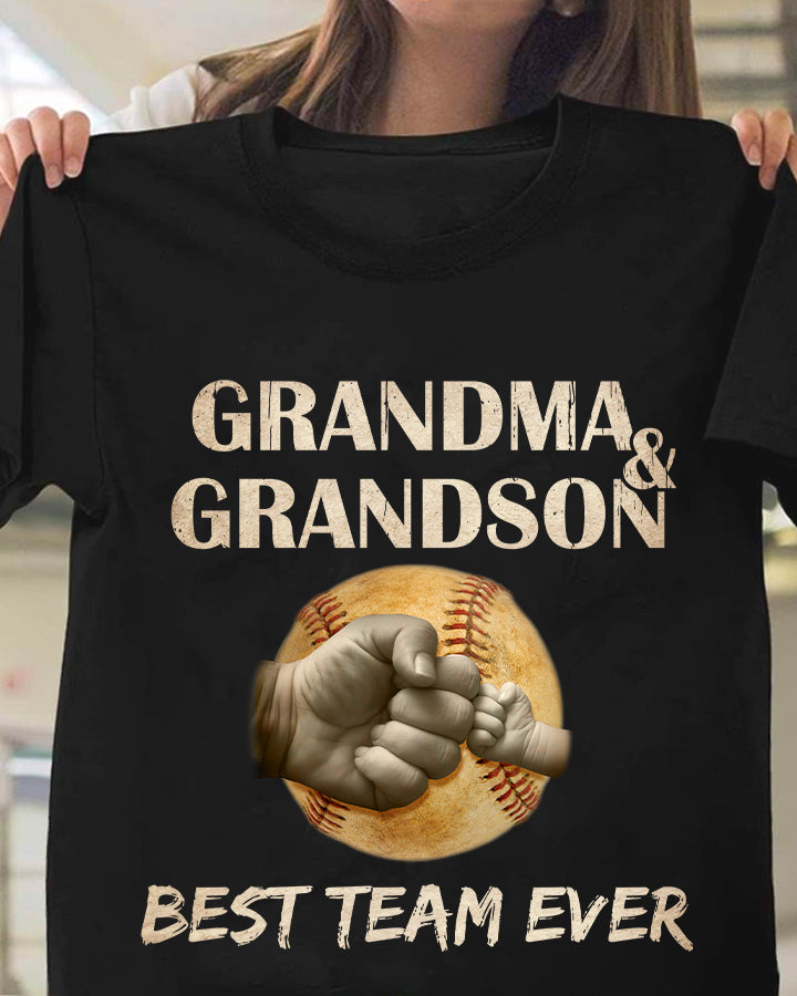 Grandma & Grandson Best Team Ever Baseball T-Shirt 1619141932694.jpg