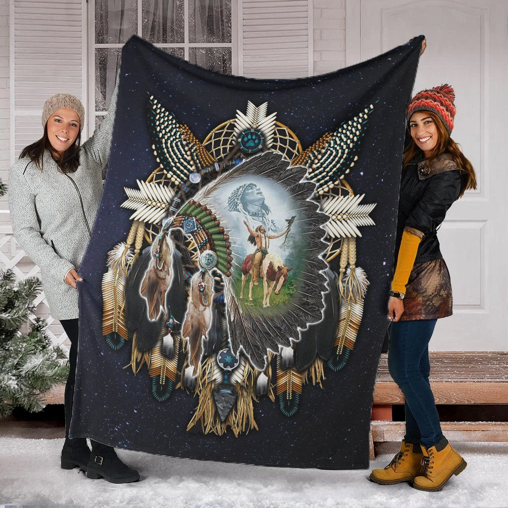 Native American Blanket - Native American Indian Chief Proud Fleece Blanket 1620232237900.jpg