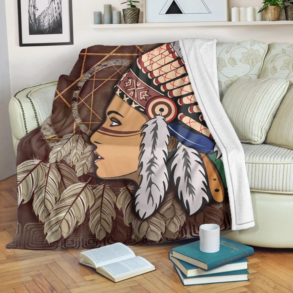 Native American Blanket - Native American Girls With Dreamcatcher Fleece Blanket 1620232275579.jpg