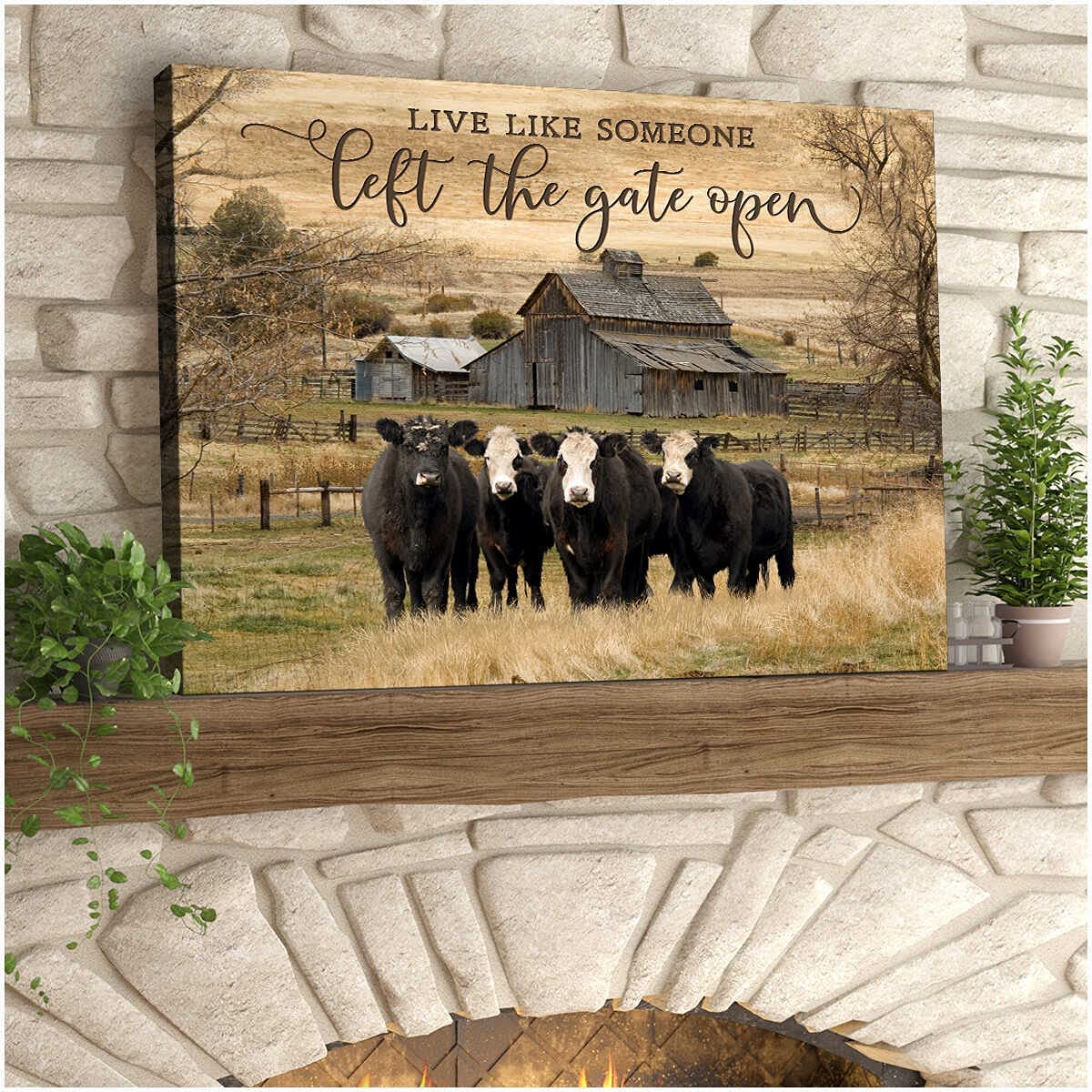 Gift For Cow Lovers Landscape Canvas Live Like Someone Left The Gate Open Cows Farm Farmer Birthday Home Decor Wall Art Visual Art 1621049508207.jpg