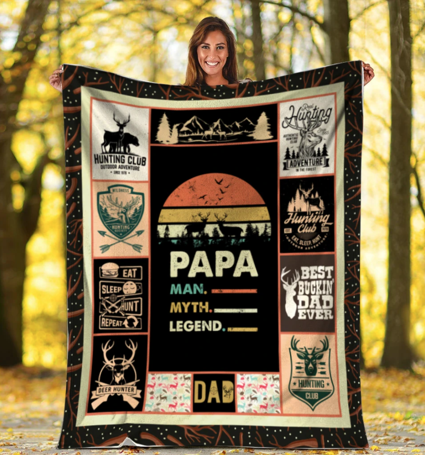 Gift For Father Blanket, Papa Man Myth Legend Vintage Blanket Gift For Dad 1621321553984.png