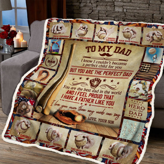 Gift For Father Blanket, Son To Dad You Are The Best Dad In The World Baseball Blanket 1622172505098.jpg