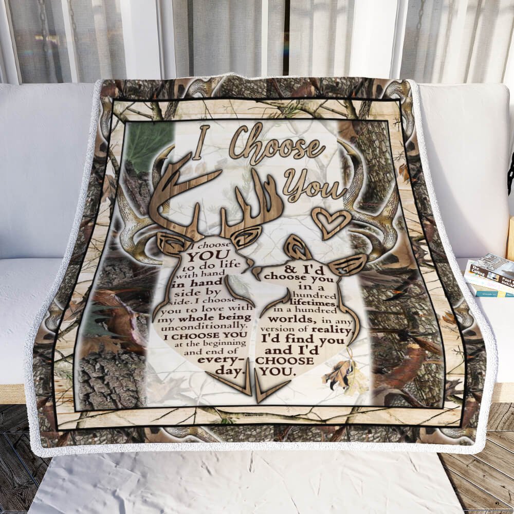 Gift For Couple Blanket, I Choose You, Buck & Doe Blanket Gift For Couple 1622257797381.jpg