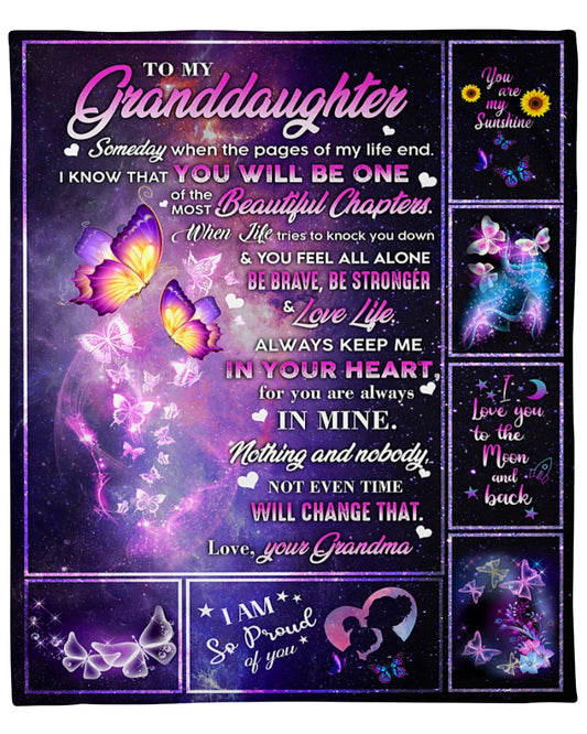 Gift For Granddaughter Blanket, Butterfly Galaxy To My Granddaughter Beautiful Chapters 1624249702835.jpg