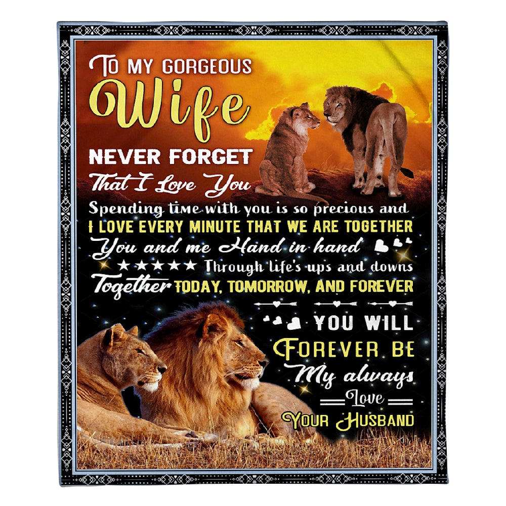 To My Wife Forever Be My Always Love Lion Couple Fleece Blanket Home Decor Bedding Couch Sofa Soft And Comfy Cozy 1624509298710.jpg