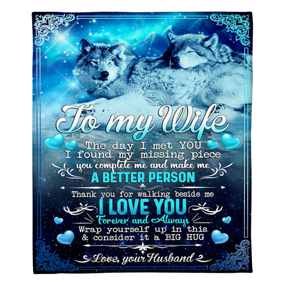 Gift For Wife Blanket, To My Wife I Love You Wolf Fleece Blanket 1624509982393.jpg
