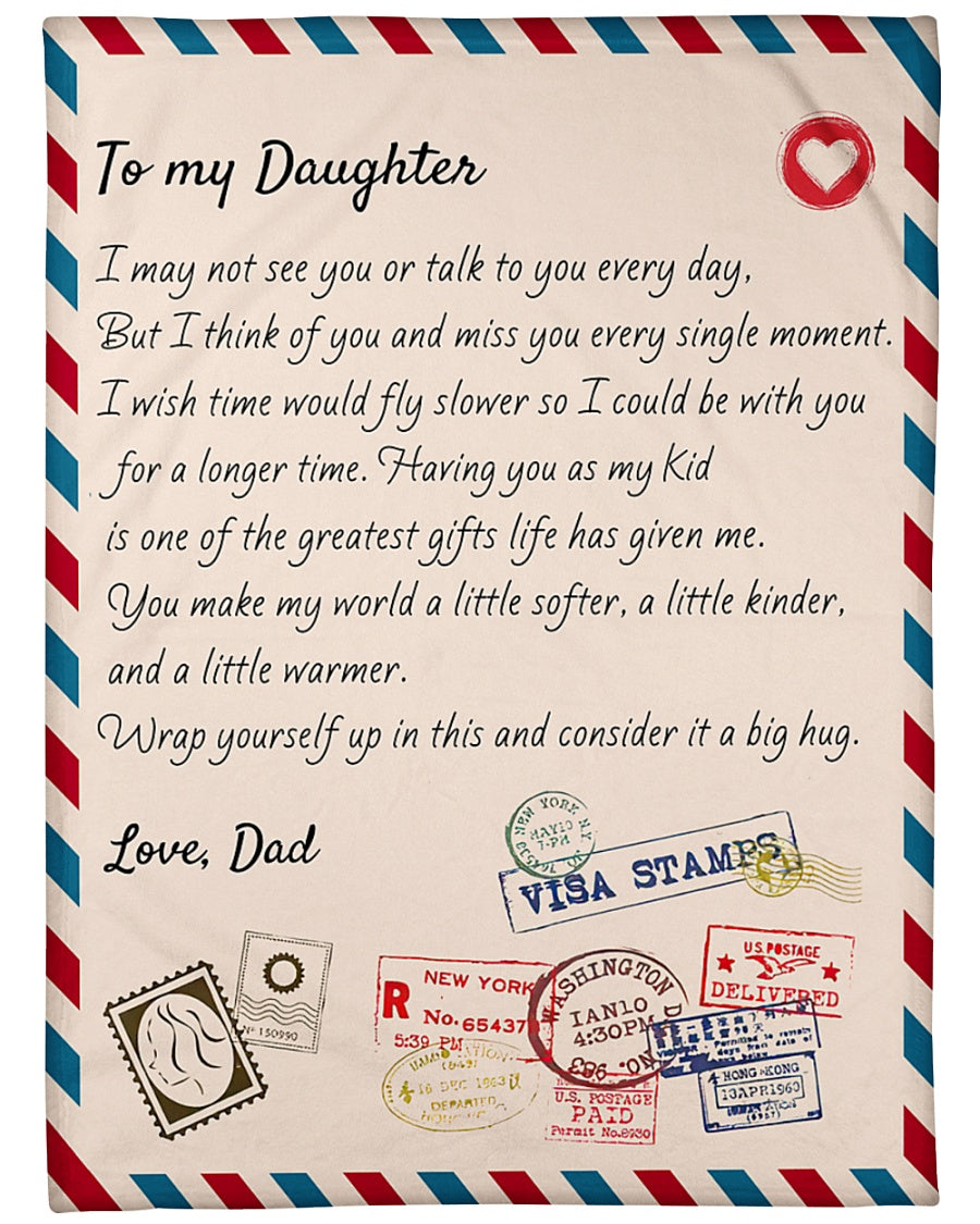 To My Daughter Consider It A Big Hug Letter Blanket Gift For Daughter From Dad Birthday Gift Home Decor Bedding Couch Sofa Soft And Comfy Cozy 1624523802595.jpg